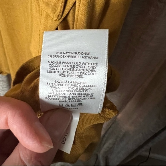 Express Mustard Yellow Long Sleeve Faux Wrap Dress Size Medium - Picture 8 of 16